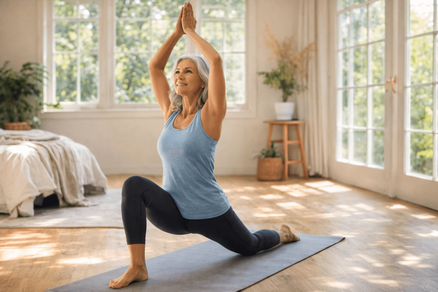 Woman practicing yoga — movement and long-term vitality